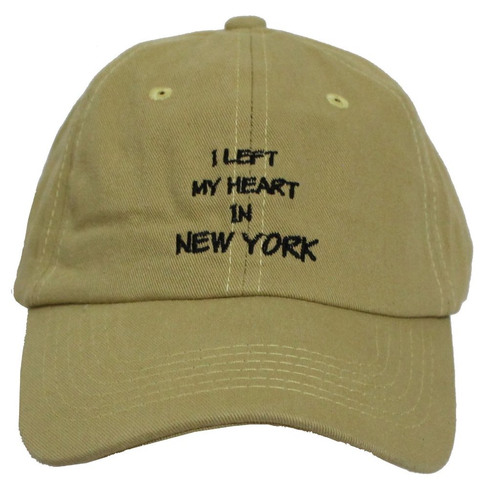 Khaki - Left My Heart in New York Men Women Adjustable Hat Baseball Cap